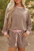 Exclusive Checkered Long Sleeve Pullover And Short Set