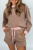 Exclusive Checkered Long Sleeve Pullover And Short Set
