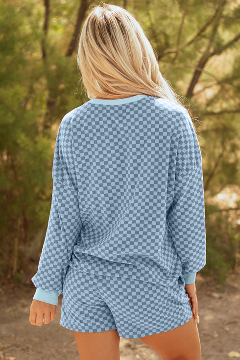 Exclusive Checkered Long Sleeve Pullover And Short Set