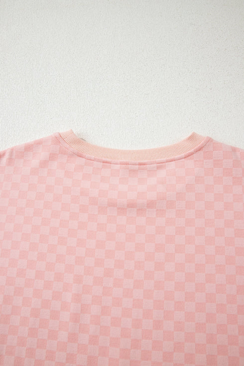 Exclusive Checkered Long Sleeve Pullover And Short Set