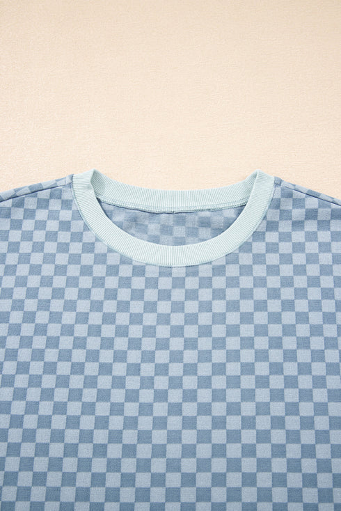 Exclusive Checkered Long Sleeve Pullover And Short Set