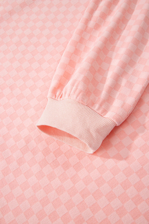 Exclusive Checkered Long Sleeve Pullover And Short Set