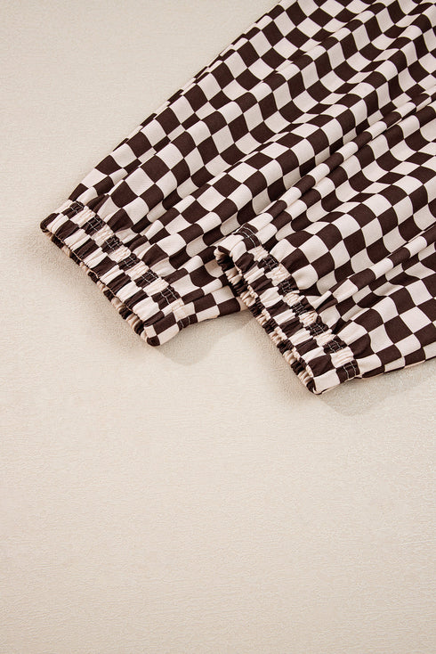 Exclusive Checkered Print Athleisure Two Piece Pant Sets