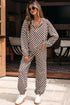Exclusive Checkered Print Athleisure Two Piece Pant Sets