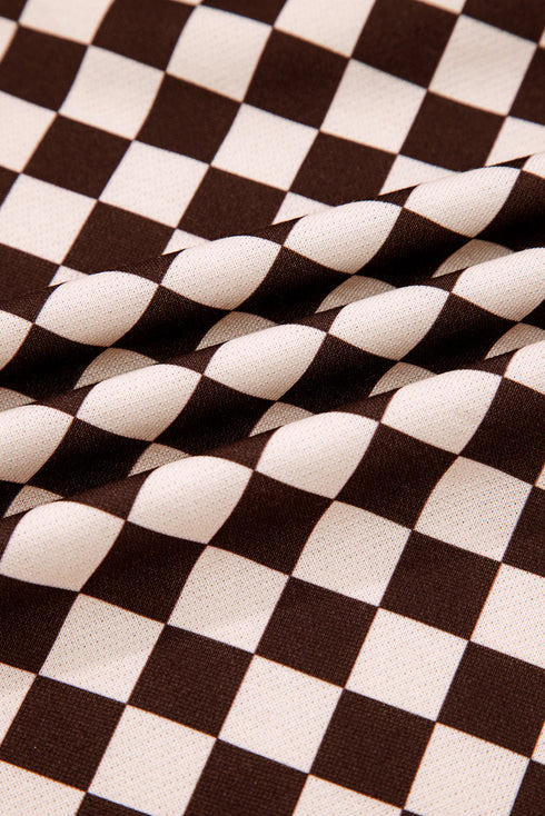 Exclusive Checkered Print Athleisure Two Piece Pant Sets