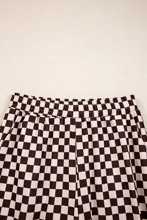 Exclusive Checkered Print Athleisure Two Piece Pant Sets