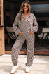 Exclusive Checkered Print Athleisure Two Piece Pant Sets