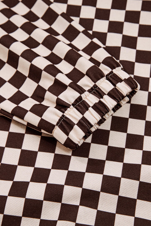 Exclusive Checkered Print Athleisure Two Piece Pant Sets