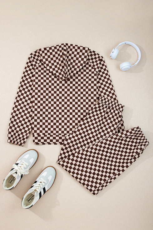 Exclusive Checkered Print Athleisure Two Piece Pant Sets