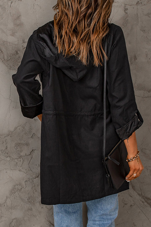 Exclusive Chic Drawstring Turndown Collar Hooded Jacket