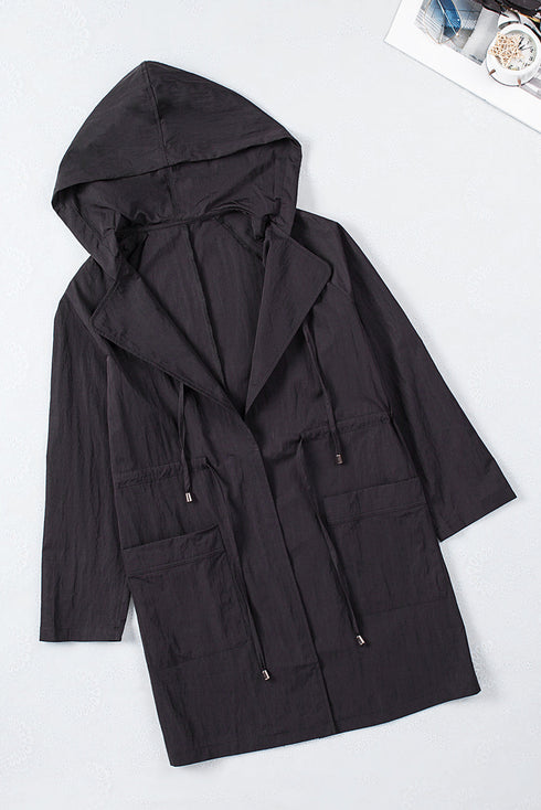 Exclusive Chic Drawstring Turndown Collar Hooded Jacket