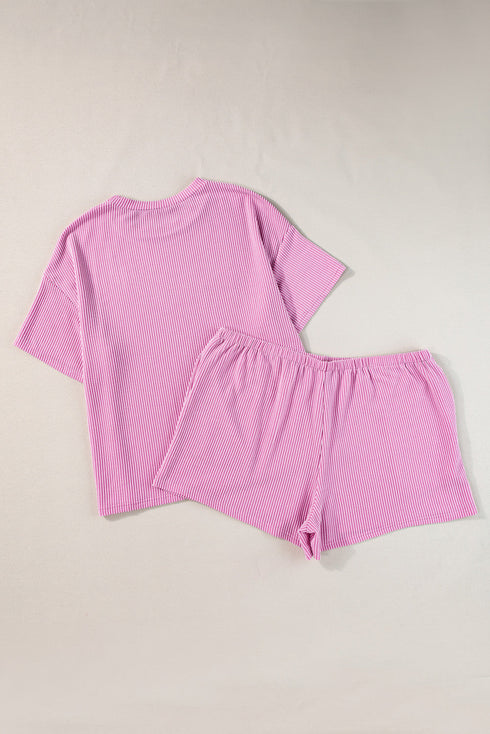 Exclusive Corded Ribbed Knit Two Piece Loungewear