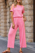Exclusive Crewneck High Waist Wide Leg Pant Sets