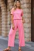 Exclusive Crewneck High Waist Wide Leg Pant Sets