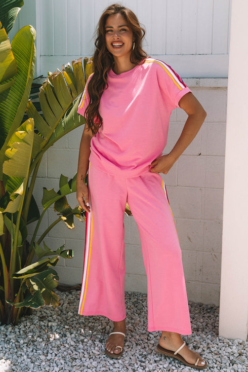 Exclusive Crewneck High Waist Wide Leg Pant Sets