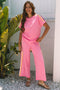 Exclusive Crewneck High Waist Wide Leg Pant Sets