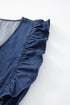 Exclusive Denim Ruffled Zip Front Belted Romper
