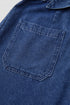Exclusive Denim Ruffled Zip Front Belted Romper