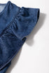 Exclusive Denim Ruffled Zip Front Belted Romper