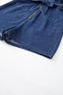 Exclusive Denim Ruffled Zip Front Belted Romper