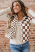 Exclusive Double Checked Stand Collar Cropped Puffer Vest