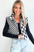 Exclusive Double Checked Stand Collar Cropped Puffer Vest