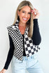 Exclusive Double Checked Stand Collar Cropped Puffer Vest
