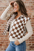 Exclusive Double Checked Stand Collar Cropped Puffer Vest