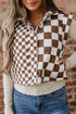 Exclusive Double Checked Stand Collar Cropped Puffer Vest