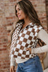 Exclusive Double Checked Stand Collar Cropped Puffer Vest
