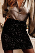 Exclusive Elegant Solid Sequin Bodycon Mini Skirt