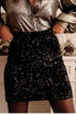 Exclusive Elegant Solid Sequin Bodycon Mini Skirt
