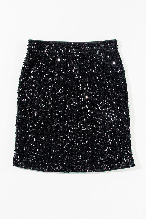 Exclusive Elegant Solid Sequin Bodycon Mini Skirt