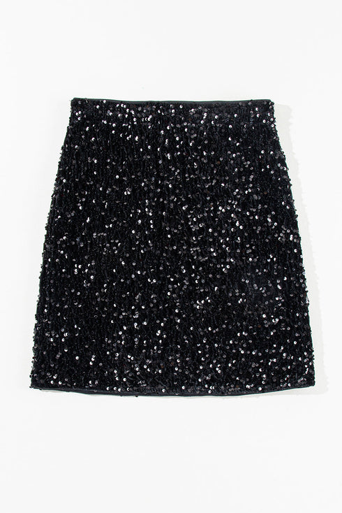 Exclusive Elegant Solid Sequin Bodycon Mini Skirt
