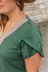 Exclusive Embroidered Lace Draped Sleeve V Neck Blouse