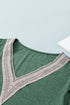 Exclusive Embroidered Lace Draped Sleeve V Neck Blouse