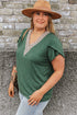 Exclusive Embroidered Lace Draped Sleeve V Neck Blouse