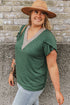Exclusive Embroidered Lace Draped Sleeve V Neck Blouse