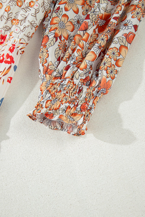 Exclusive Floral Paneled Tiered Ruffle Maxi Dress