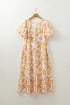 Exclusive Floral Print Puff Sleeve Plus Size Maxi Dress