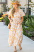 Exclusive Floral Print Puff Sleeve Plus Size Maxi Dress
