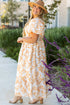 Exclusive Floral Print Puff Sleeve Plus Size Maxi Dress