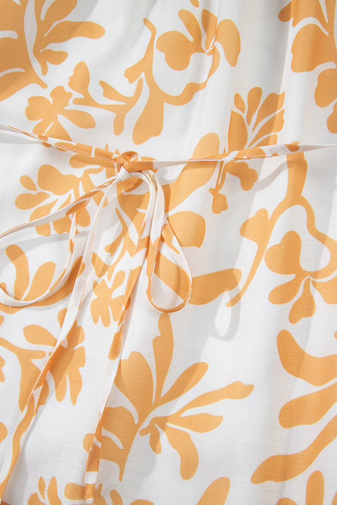 Exclusive Floral Print Puff Sleeve Plus Size Maxi Dress