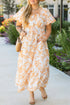 Exclusive Floral Print Puff Sleeve Plus Size Maxi Dress