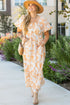 Exclusive Floral Print Puff Sleeve Plus Size Maxi Dress