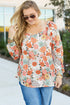Exclusive Floral Print Square Neck Peplum Blouse