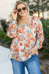Exclusive Floral Print Square Neck Peplum Blouse