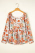 Exclusive Floral Print Square Neck Peplum Blouse
