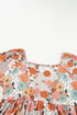 Exclusive Floral Print Square Neck Peplum Blouse
