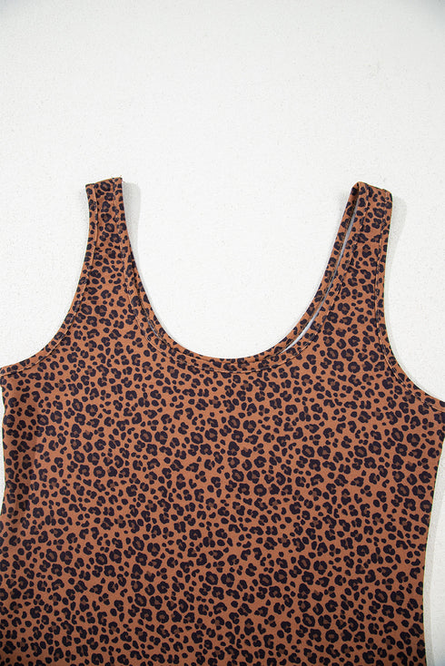 Exclusive Leopard Print Sleeveless Scoop Neck Bodysuit